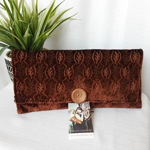 CAHOOTS HANDBAGS OVERSIZED CLUTCH BROWN VINTAGE FABRIC HANDMADE